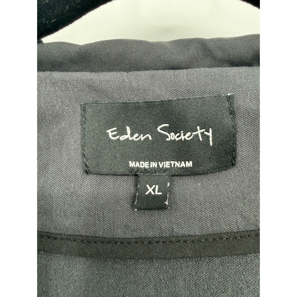 Eden Society Womens Utility Jacket XL Charcoal Gray Hooded Drawstring Waist Coat - Picture 2 of 16